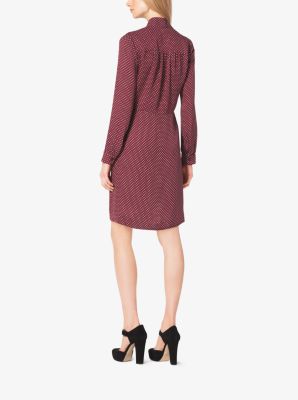 Polka-Dot Tie-Neck Silk Dress