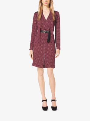 Polka-Dot Tie-Neck Silk Dress