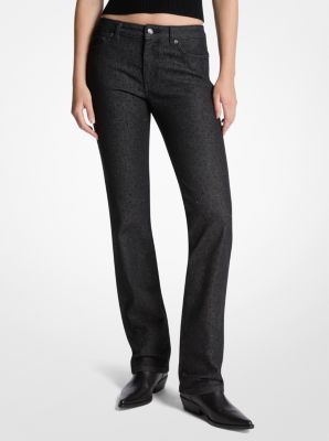 Jeans a sigaretta in denim stretch con borchie