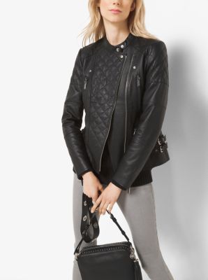 michael kors quilted leather moto jacket