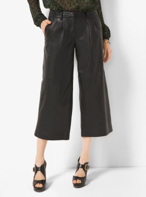Pleated Leather Culottes