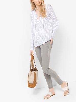 Blouse rayée à col noué image number 0