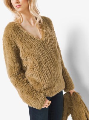 Fur V-Neck Sweater | Michael Kors