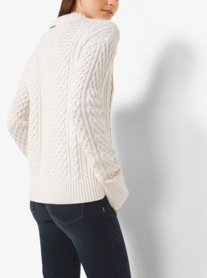 Chain-Trim Merino Wool and Cashmere Sweater