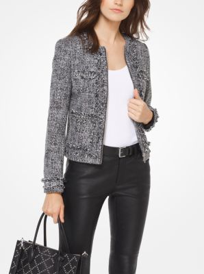 Frayed Chain Link Tweed Jacket Michael Kors Canada