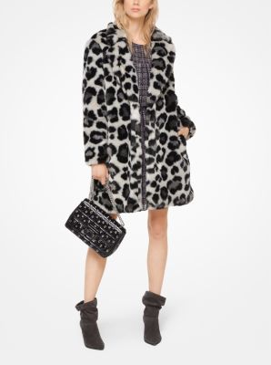 michael kors leopard faux fur coat
