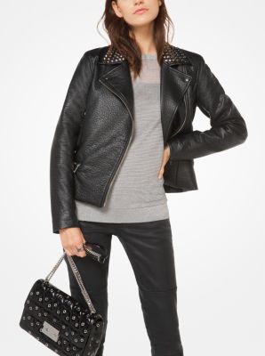 michael kors black leather jacket