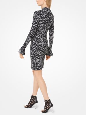 Michael Kors Leopard Jacquard Midi Dress in Natural