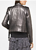 Metallic Distressed Leather Moto Jacket image number 1
