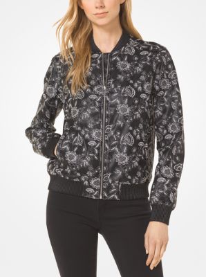 michael kors women's leather bomber jacket