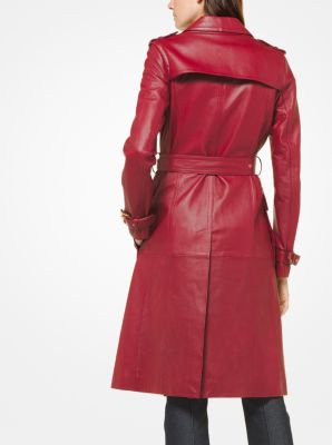 Michael kors red on sale leather trench coat