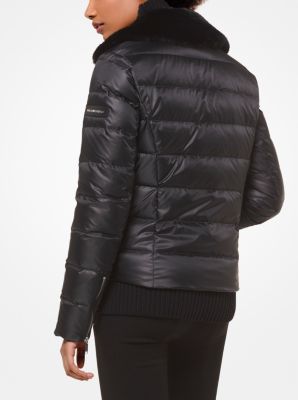 Michael michael kors satin and faux fur puffer jacket new arrivals