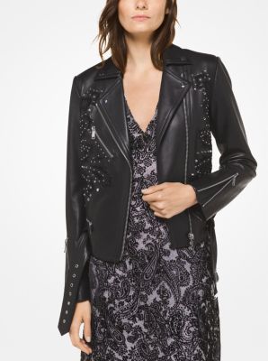 michael kors studded leather moto jacket