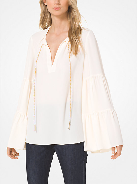 Chain-Link Crepe Blouse image number 0