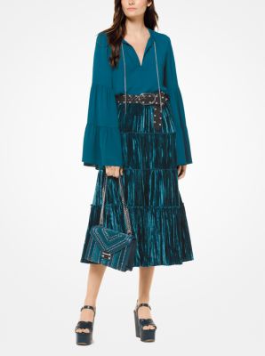 michael kors tiered velvet dress