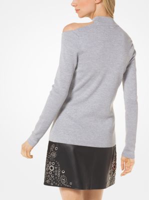 Merino Wool Cold-Shoulder Sweater