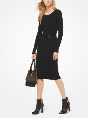 Michael kors belted hot sale ribbed knit dress