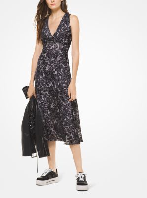 Paisley Velvet Devoré Empire Dress | Michael Kors