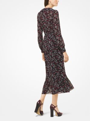 Michael kors botanical on sale georgette wrap dress