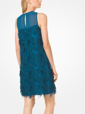 Feather Embroidered Shift Dress 