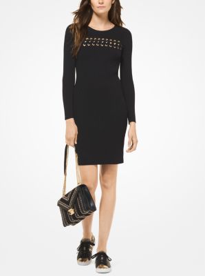 Lace-Front Ribbed Dress | Michael Kors