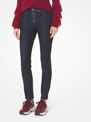 Button front skinny store jeans