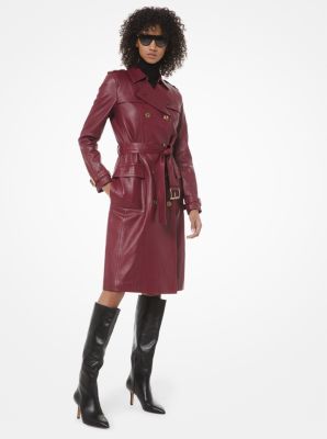 Michael kors red on sale leather trench coat