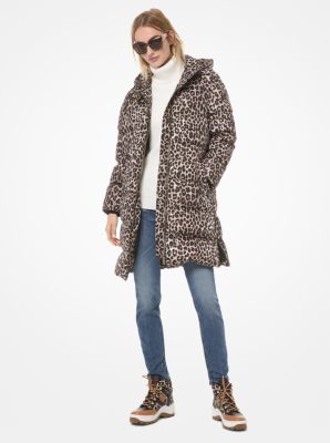 Leopard-Print Ciré Puffer Coat