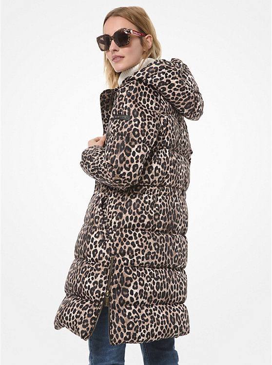 Leopard-Print Ciré Puffer Coat image number 1