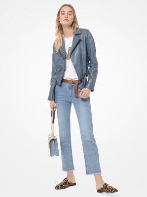 mk leather moto jacket