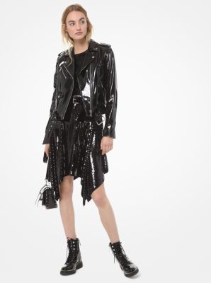 mk leather moto jacket