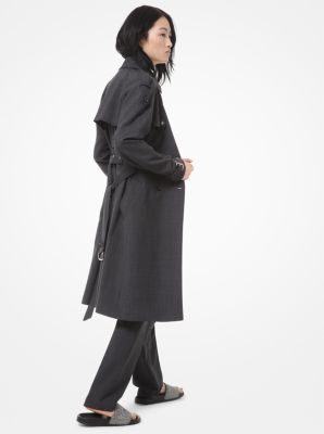 glen plaid wool trench