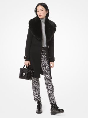 michael kors fur collar coat