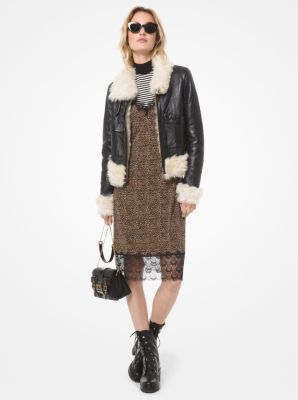 Michael kors 2025 shearling bomber jacket