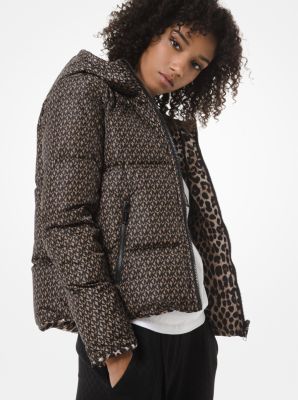 Reversible Leopard and Logo Quilted Puffer Jacket Michael Kors