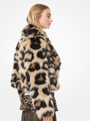 michael kors faux fur leopard coat