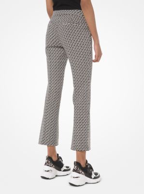 Black and White Optic Polka Dot Print Flare Trousers
