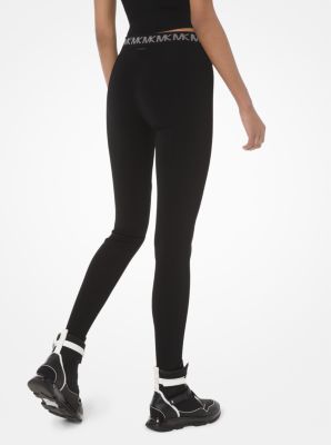Topshop branded elasticized leggings in black