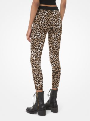 Women's Active Mesh Panel Leggings in Lola Leopard Coral Print