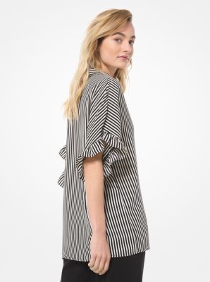 Blusa de crepé a rayas con botones image number 1