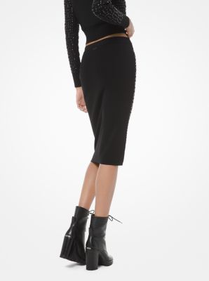 Studded Knit Pencil Skirt