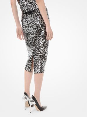 michael kors leopard sequin skirt