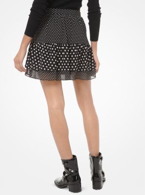 mini leopard georgette ruffle skirt