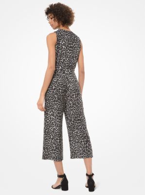 Leopard Crepe Belted Jumpsuit | Michael 