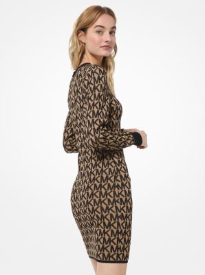 Vestido de jacquard de viscosa elastizada con logotipo