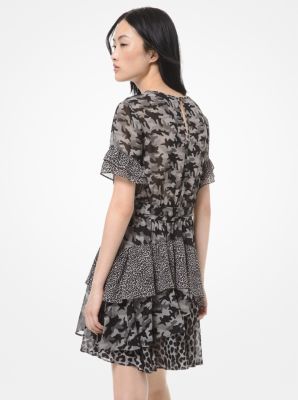 Michael kors mixed botanical print georgette dress new arrivals