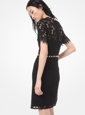 Michael kors embellished embroidered lace clearance dress