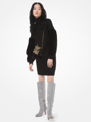 Wool-Blend Faux Fur-Sleeve Sweater Dress | Michael Kors