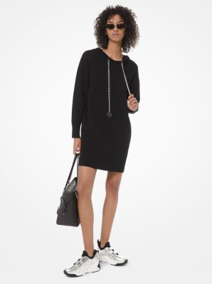 Logo Chain Stretch-Cotton Hoodie Dress | Michael Kors