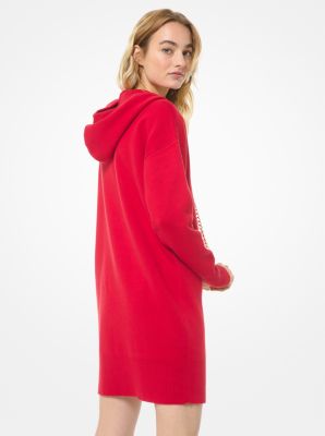 Vestido con capucha de algod&oacute;n elastizado y cadena con logotipo